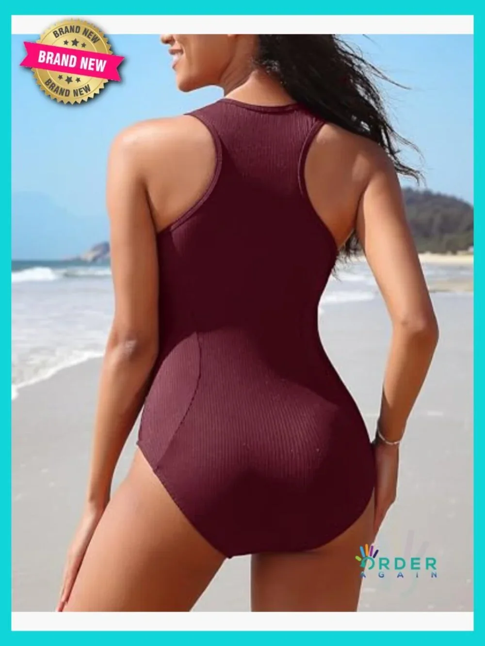 Ribbed Rashguard One Piece Swimsuit Long Torso Tummy Control Full Coverage